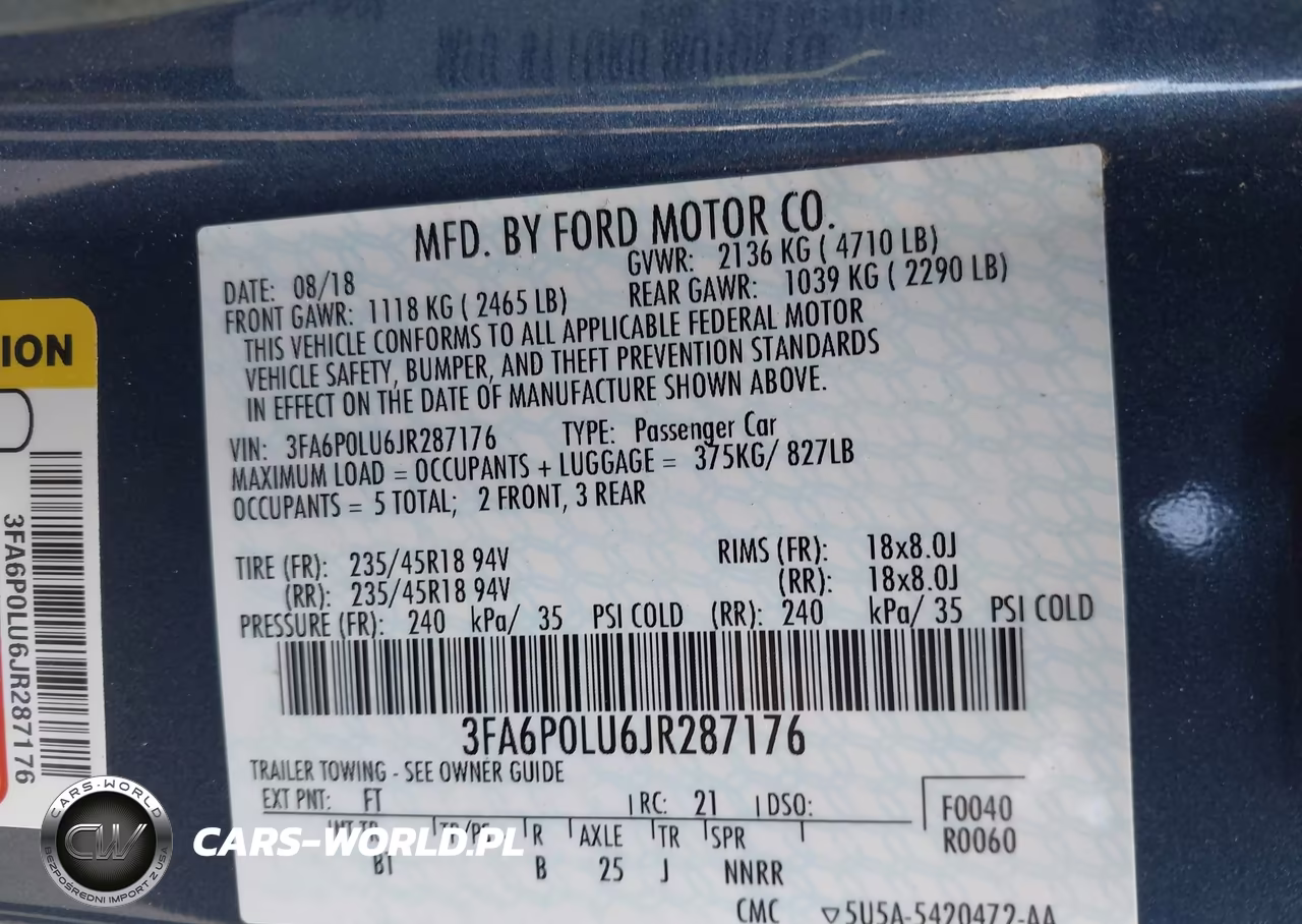 2018 Ford Fusion Hybrid Se VIN:3FA6P0LU6JR287176 - 9