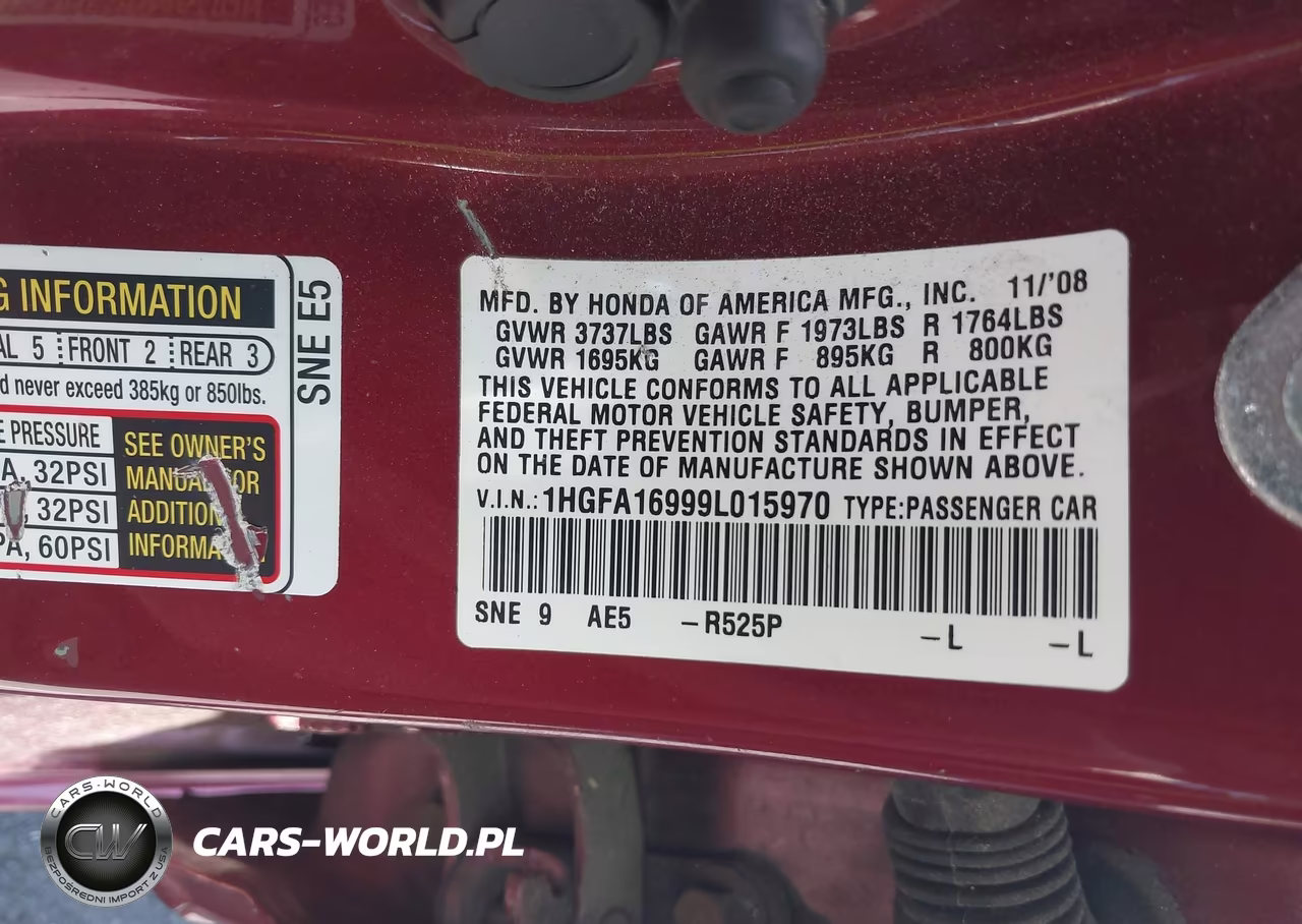 2009 Honda Civic Ex-L VIN:1HGFA16999L015970 - 9
