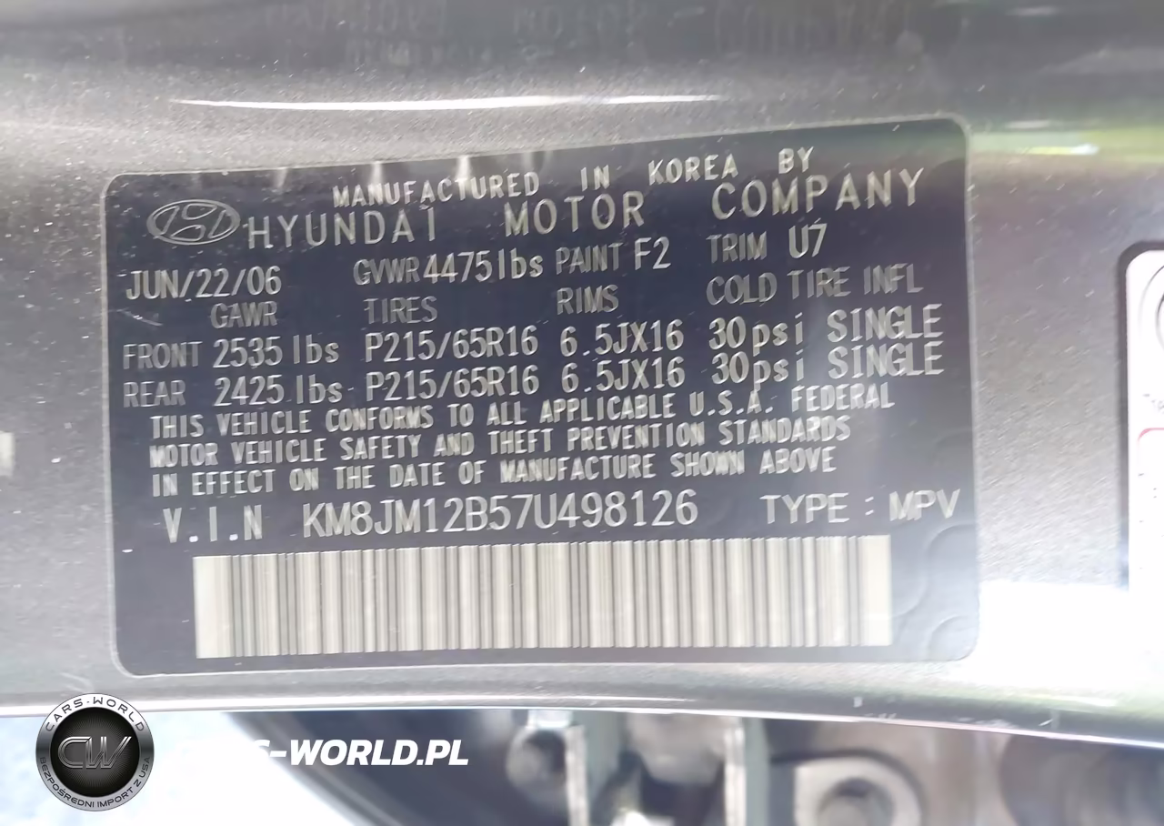 2007 Hyundai Tucson Gls VIN:KM8JM12B57U498126 - 9