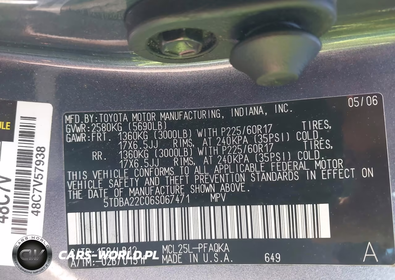 2006 Toyota Sienna Xle VIN:5TDBA22C06S067471 - 9