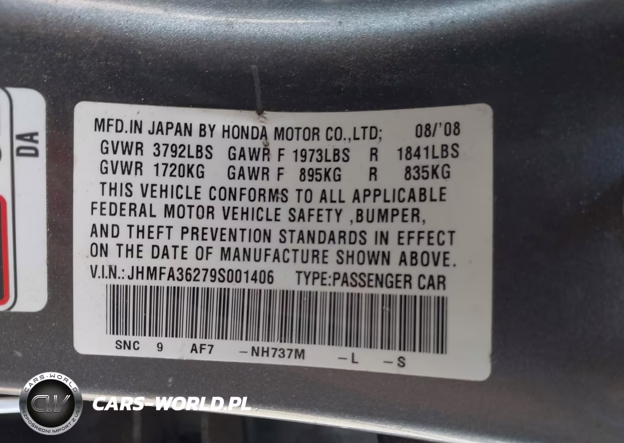 2009 Honda Civic Hybrid VIN:JHMFA36279S001406 - 9
