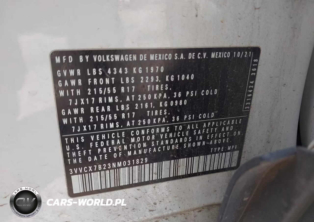 2022 Volkswagen Taos 1.5T S VIN:3VVCX7B23NM031829 - 9