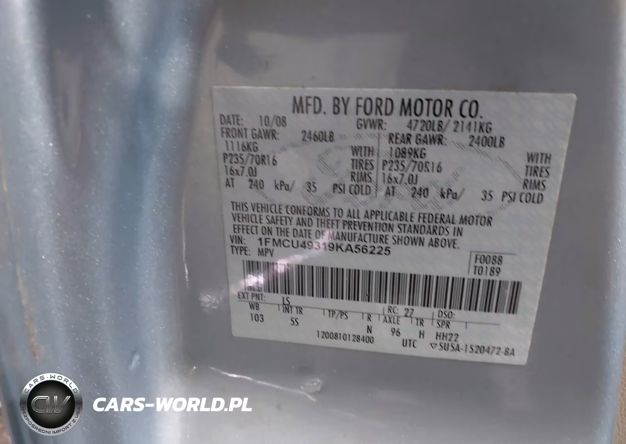 2009 Ford Escape Hybrid Limited VIN:1FMCU49319KA56225 - 9
