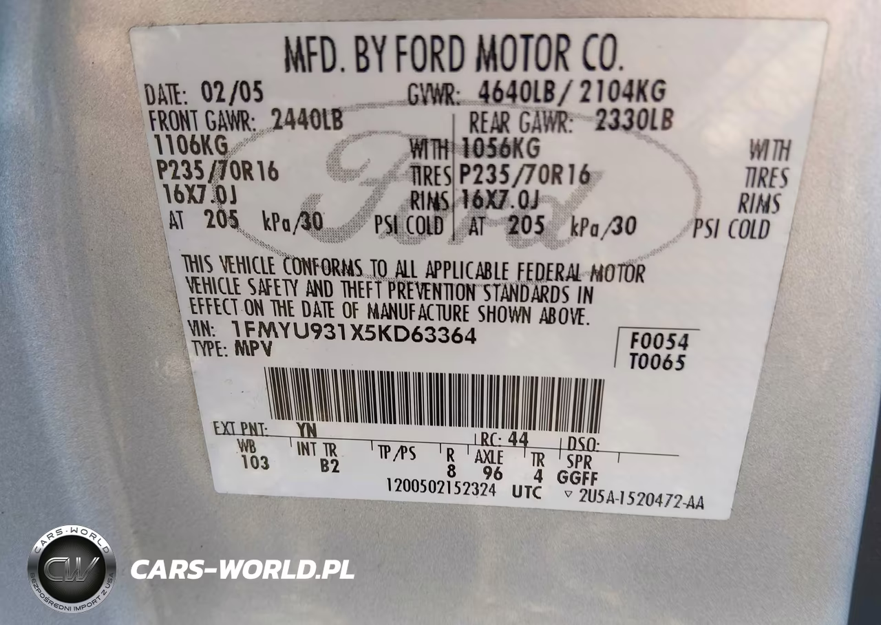 2005 Ford Escape Xlt VIN:1FMYU931X5KD63364 - 9