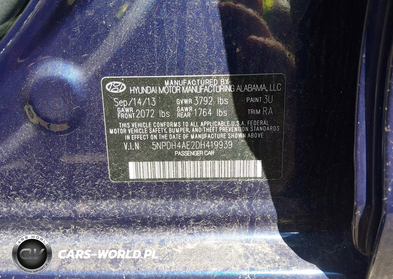 2013 Hyundai Elantra Gls VIN:5NPDH4AE2DH419939 - 9