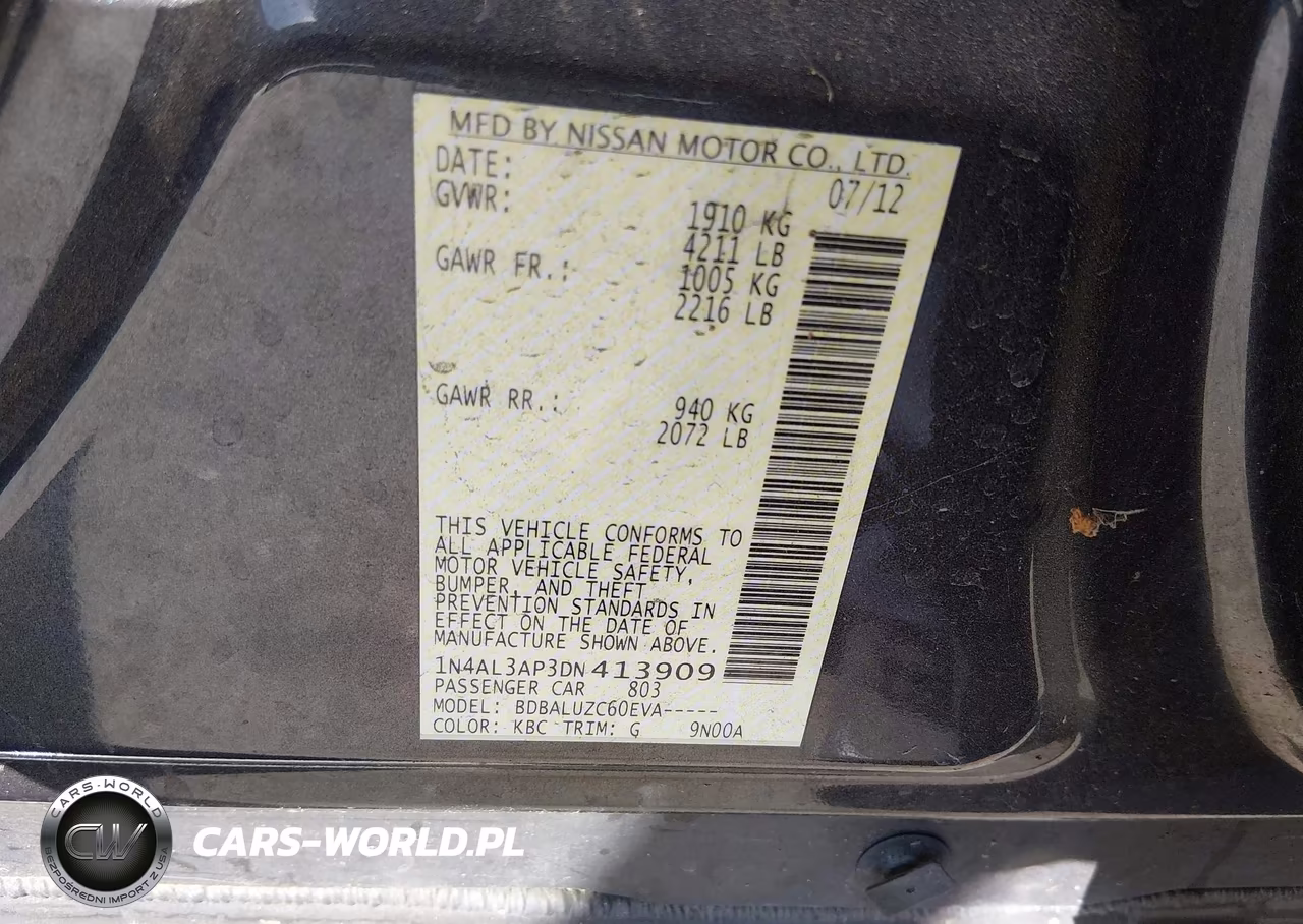 2013 Nissan Altima 2.5 Sv VIN:1N4AL3AP3DN413909 - 9