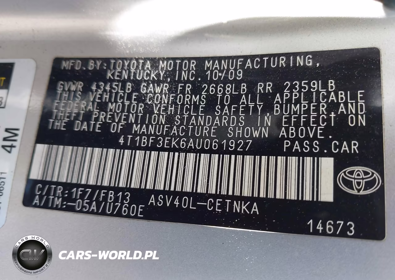 2010 Toyota Camry Le VIN:4T1BF3EK6AU061927 - 9