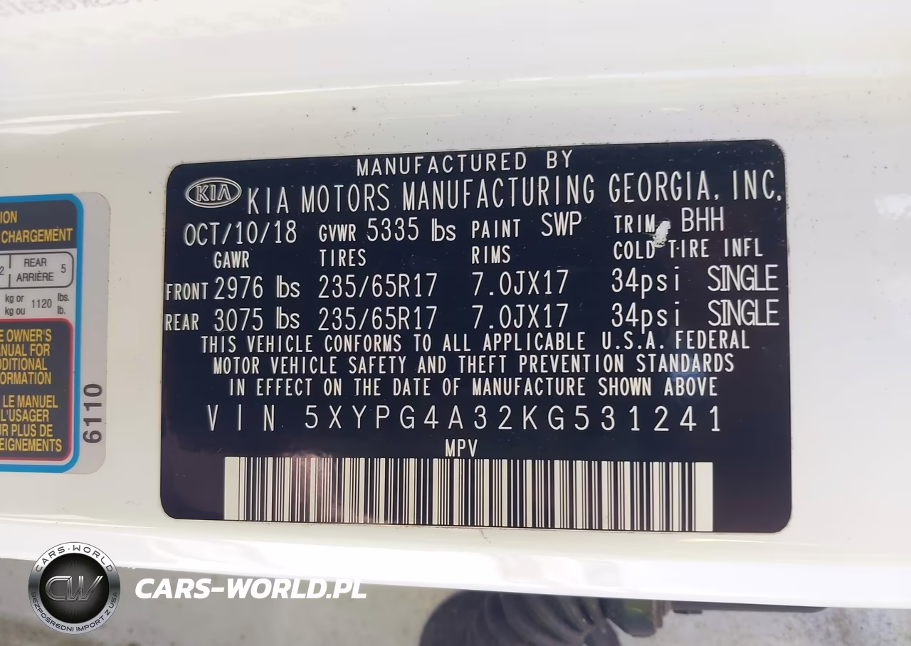 2019 Kia Sorento 2.4L Lx VIN:5XYPG4A32KG531241 - 9