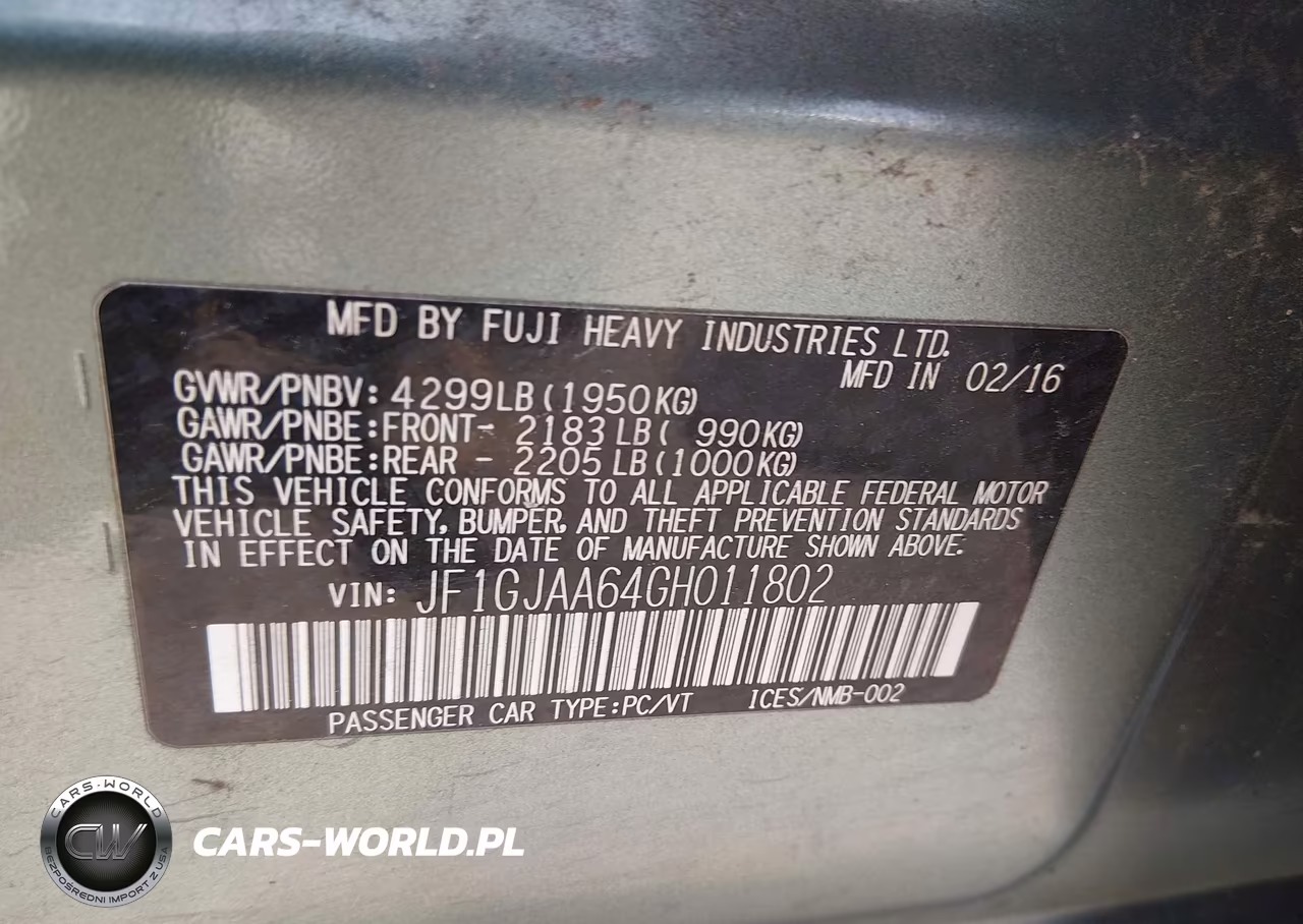 2016 Subaru Impreza 2.0I VIN:JF1GJAA64GH011802 - 9