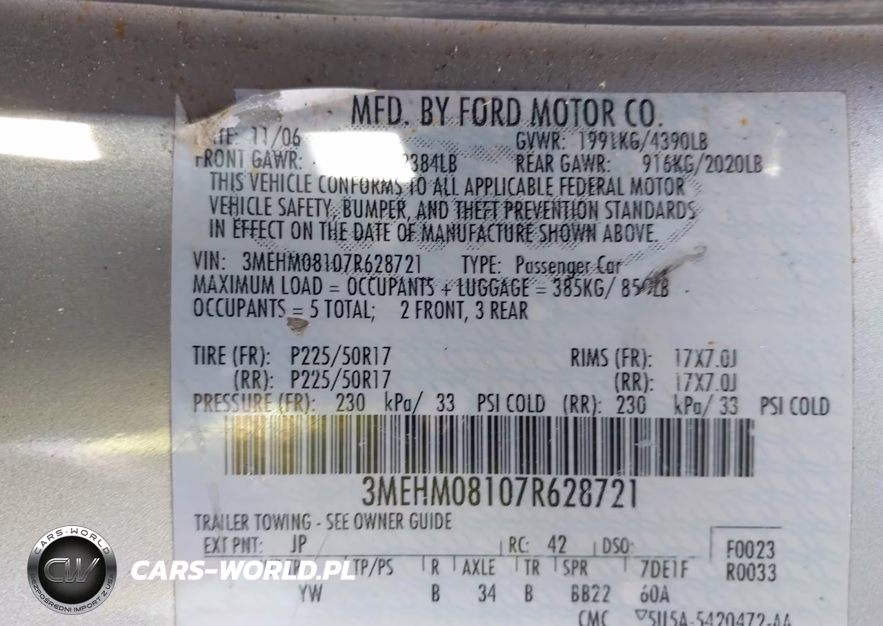 2007 Mercury Milan Premier VIN:3MEHM08107R628721 - 9