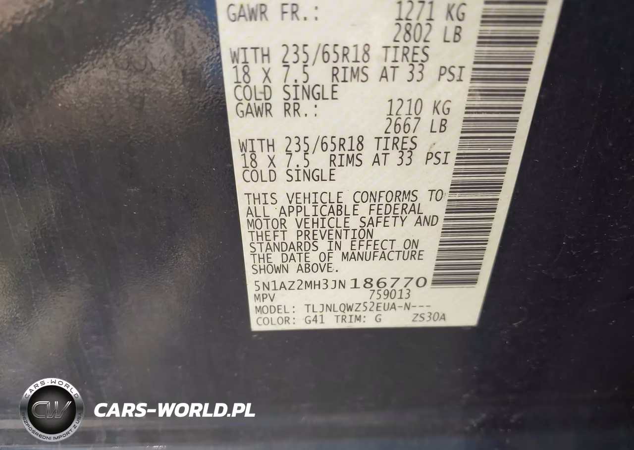 2018 Nissan Murano Sv VIN:5N1AZ2MH3JN186770 - 9