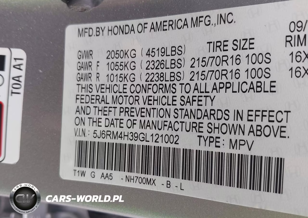 2016 Honda Cr-V Lx VIN:5J6RM4H39GL121002 - 9