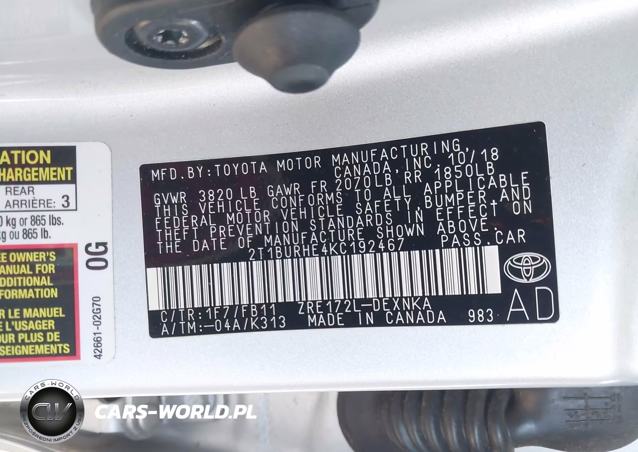 2019 Toyota Corolla Le VIN:2T1BURHE4KC192467 - 9