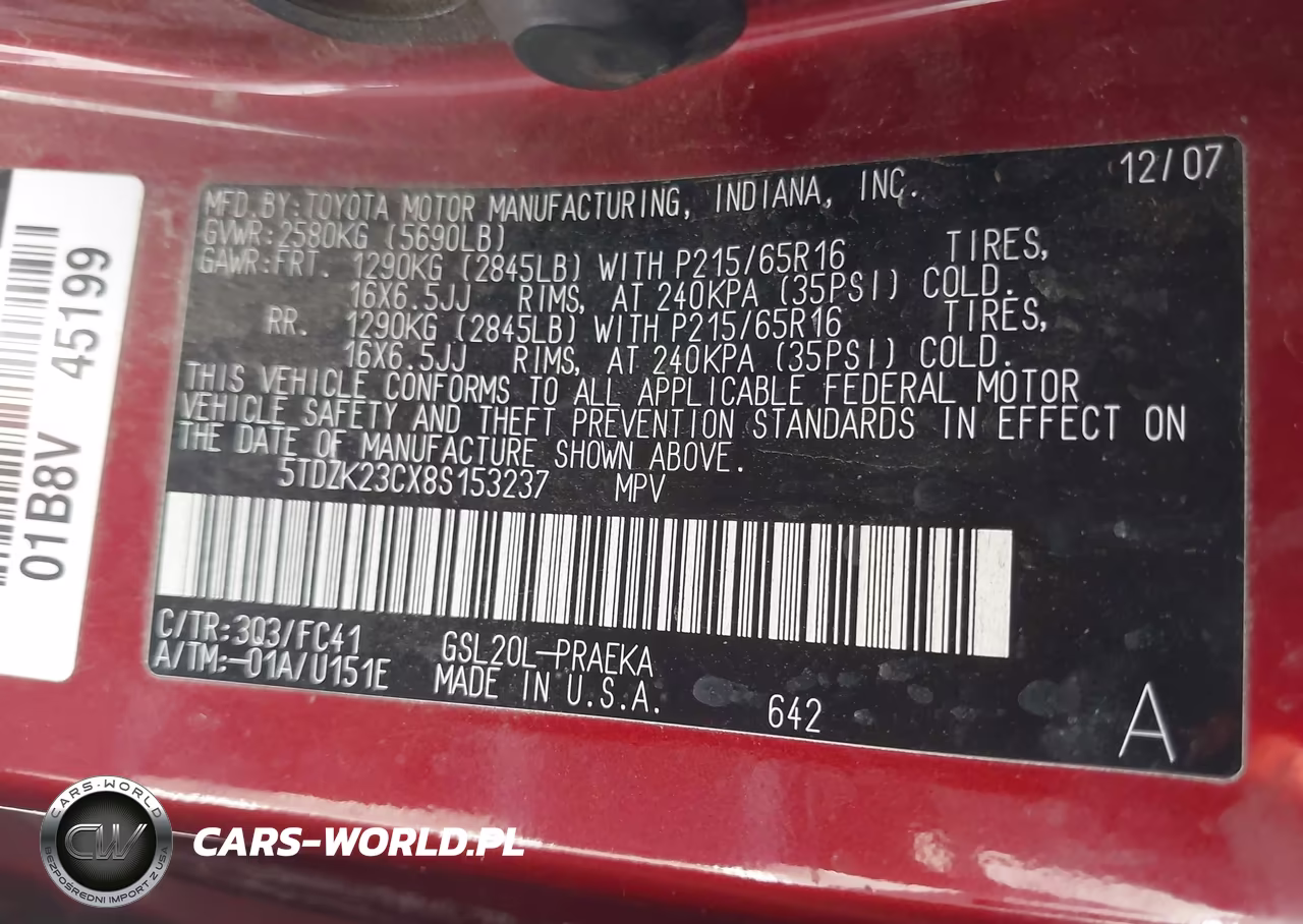 2008 Toyota Sienna Le VIN:5TDZK23CX8S153237 - 9