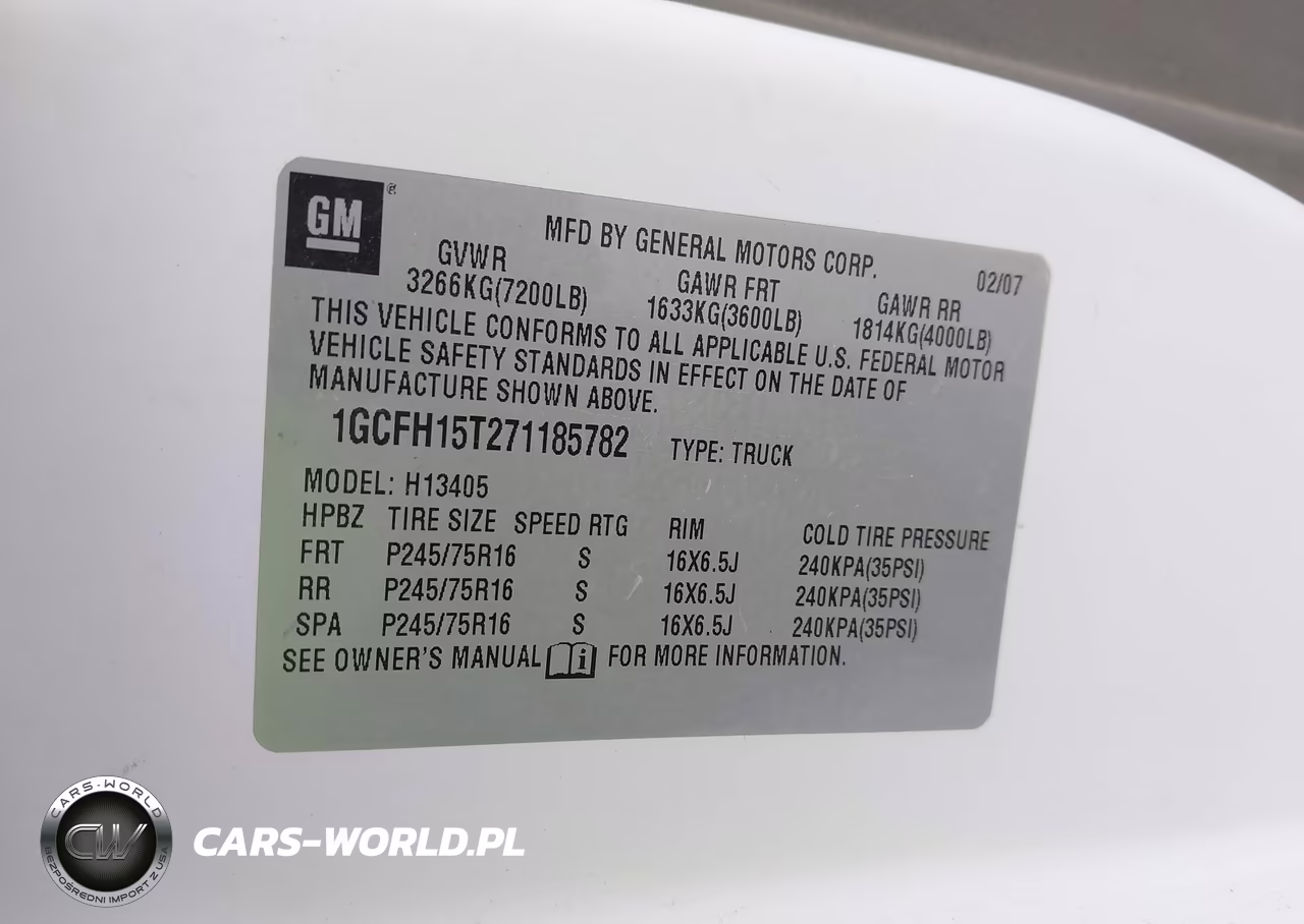2007 Chevrolet Express Work Van VIN:1GCFH15T271185782 - 9