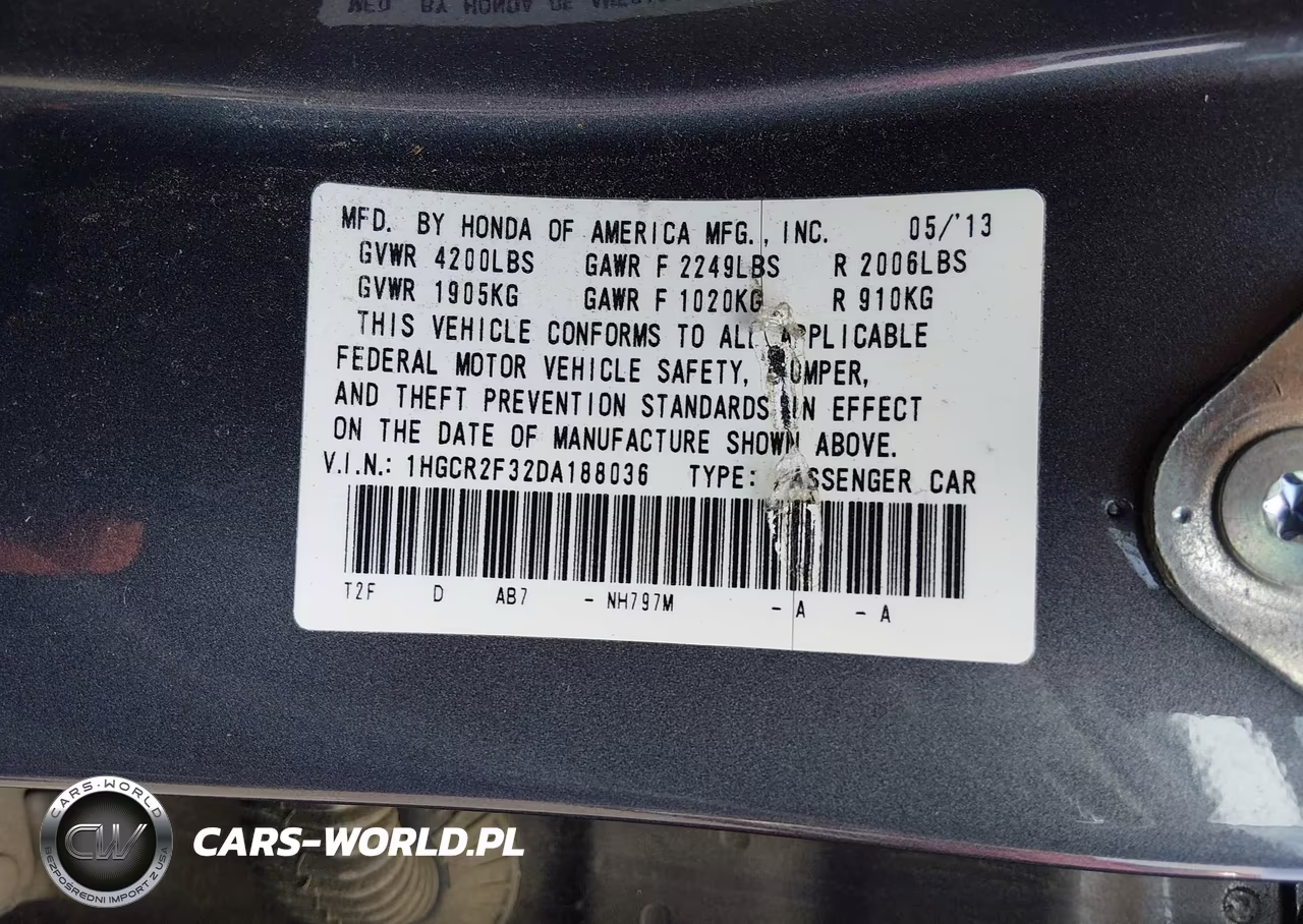 2013 Honda Accord Lx VIN:1HGCR2F32DA188036 - 9