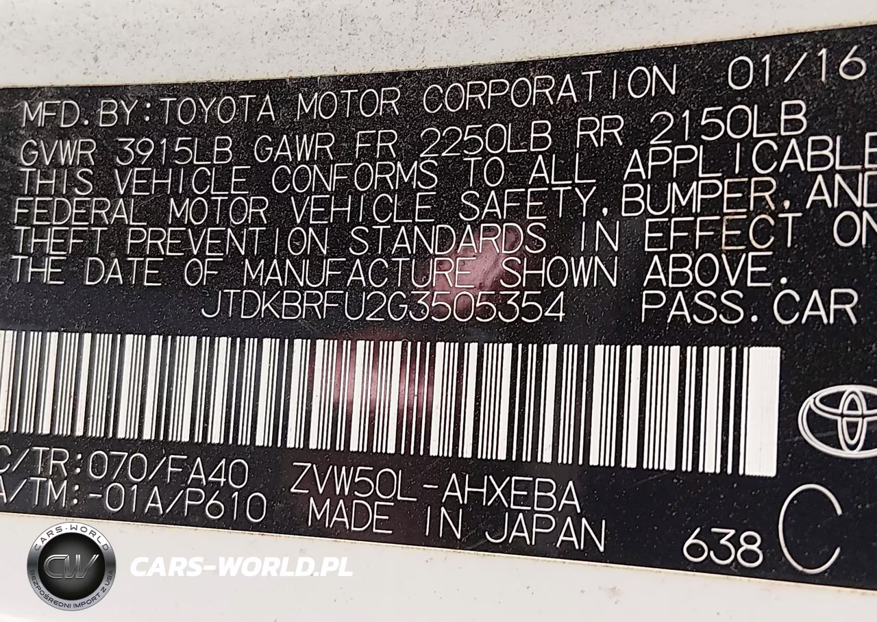 2016 Toyota Prius Two VIN:JTDKBRFU2G3505354 - 9