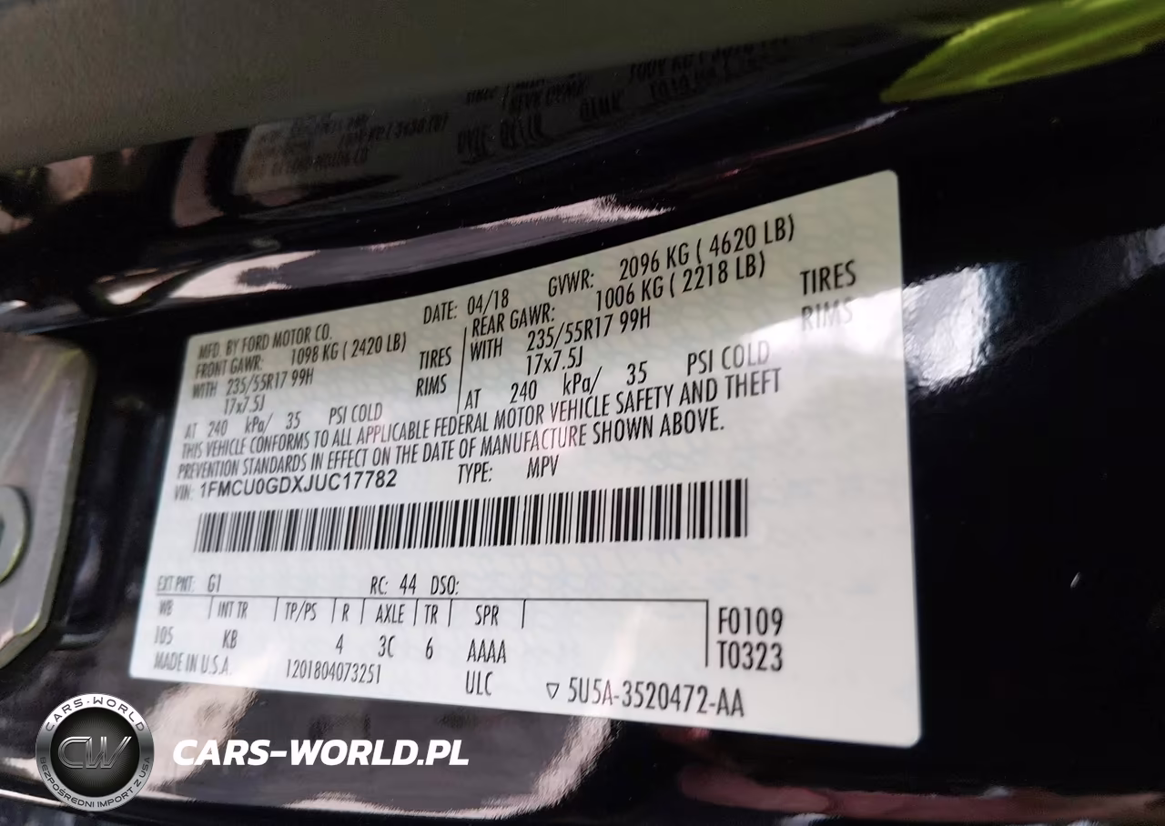 2018 Ford Escape Se VIN:1FMCU0GDXJUC17782 - 9