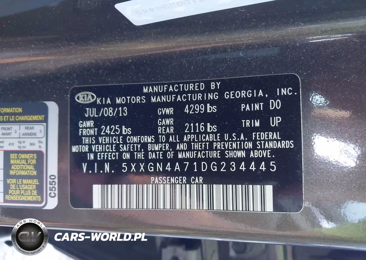 2013 Kia Optima Ex VIN:5XXGN4A71DG234445 - 9