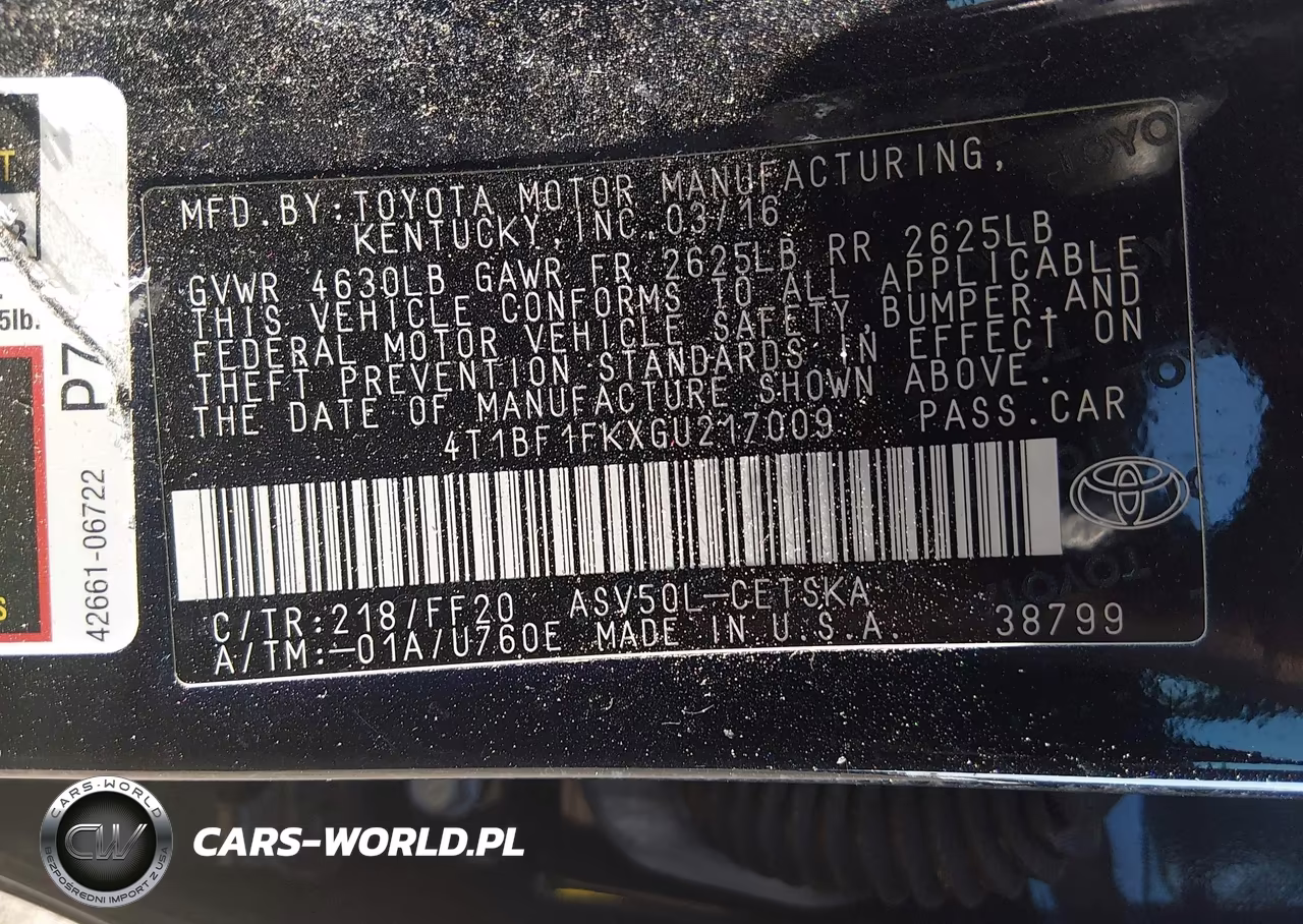 2016 Toyota Camry Se VIN:4T1BF1FKXGU217009 - 8