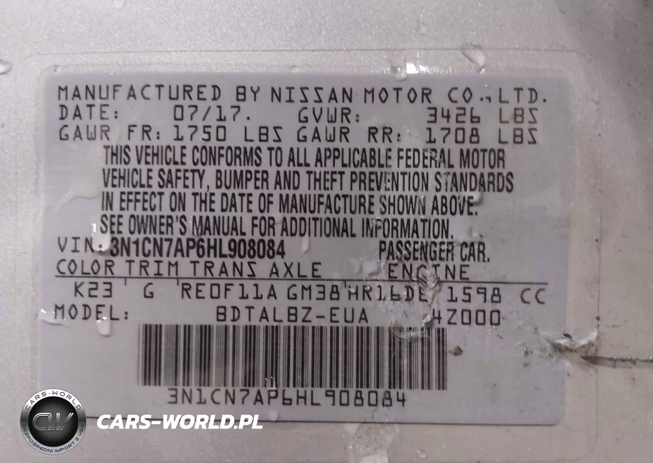 2017 Nissan Versa 1.6 Sv VIN:3N1CN7AP6HL908084 - 9