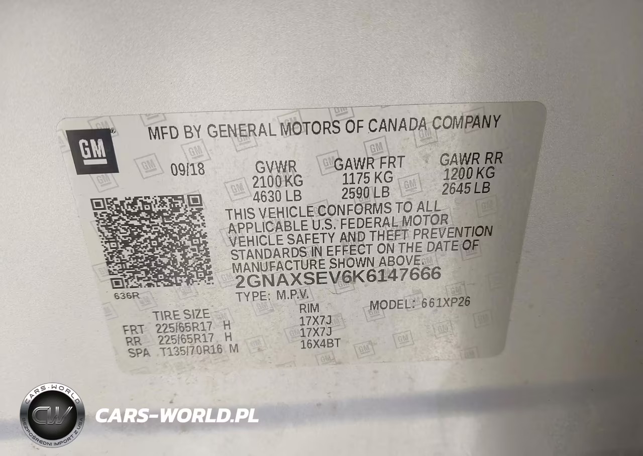 2019 Chevrolet Equinox Ls VIN:2GNAXSEV6K6147666 - 9