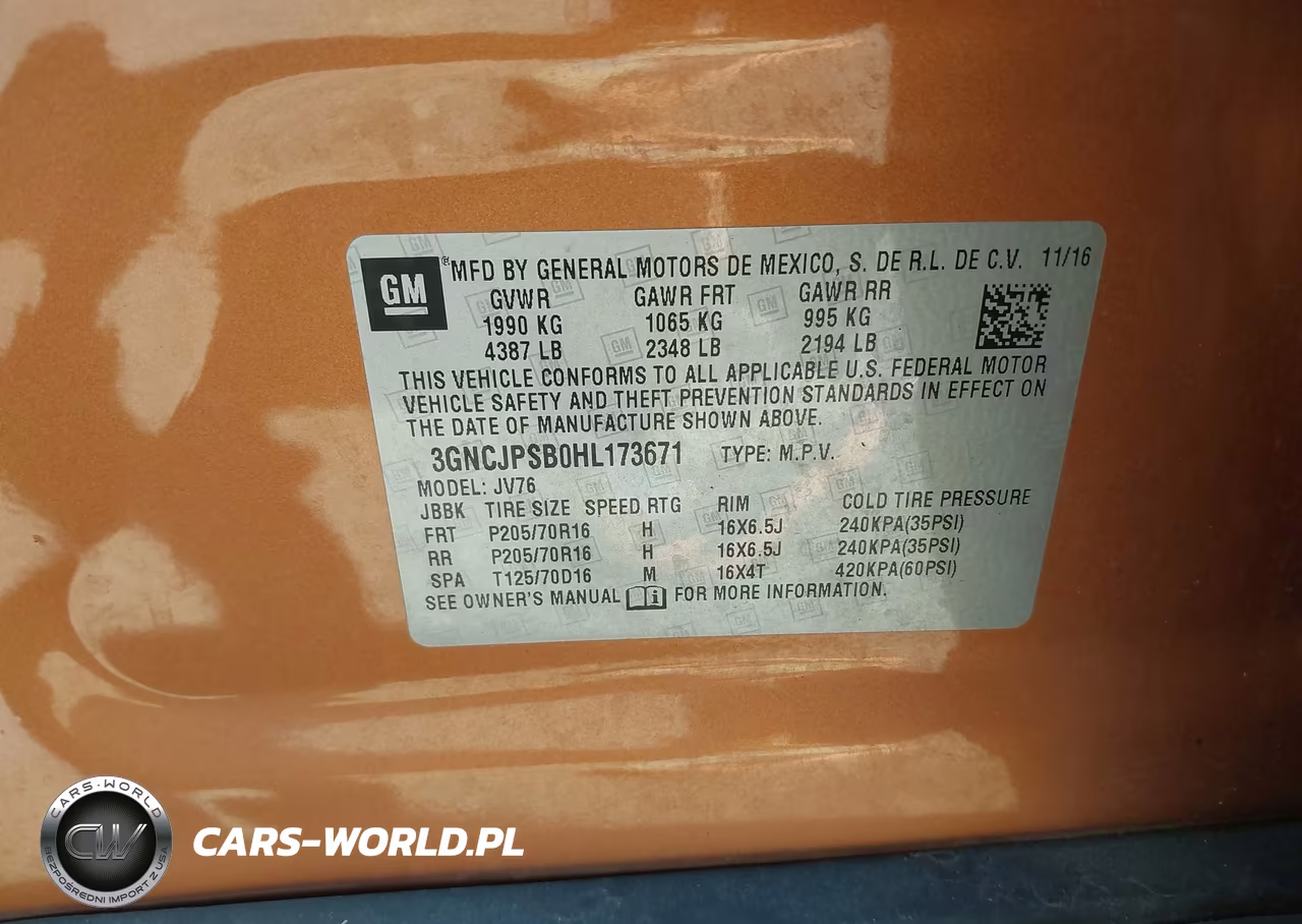2017 Chevrolet Trax Lt VIN:3GNCJPSB0HL173671 - 9