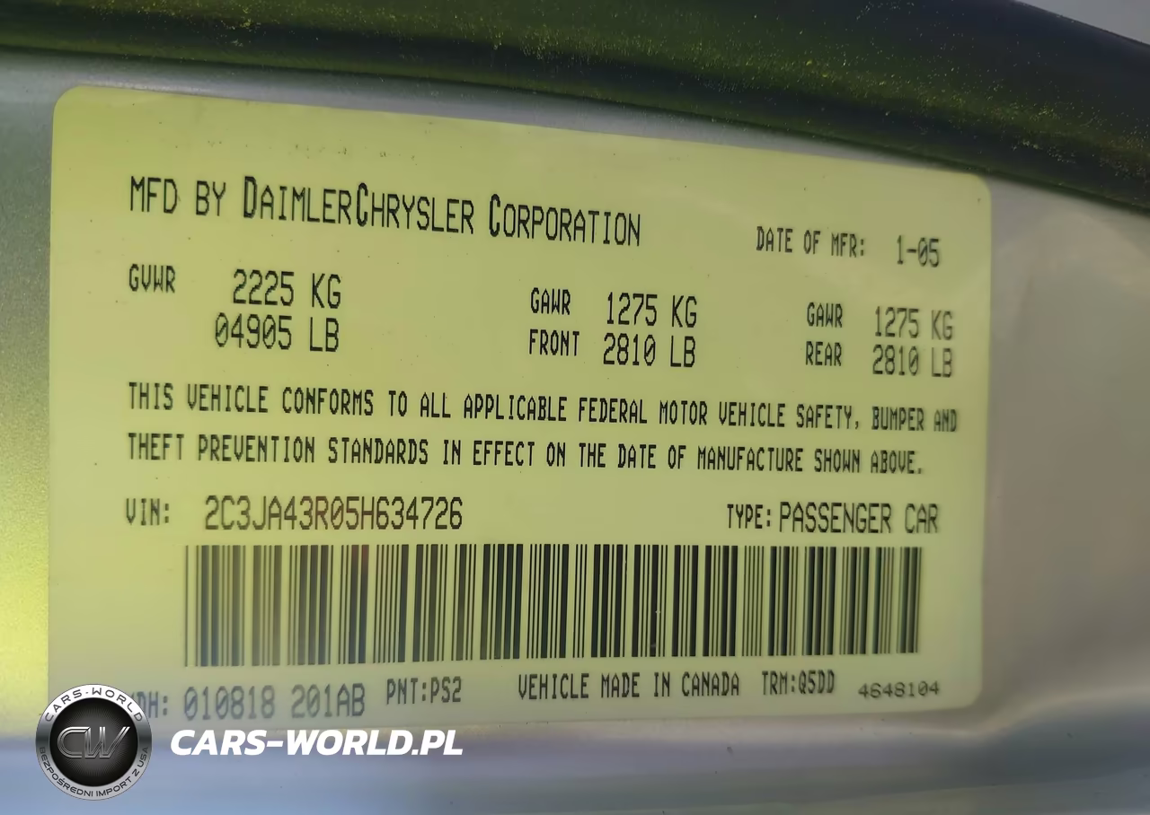 2005 Chrysler 300 VIN:2C3JA43R05H634726 - 9