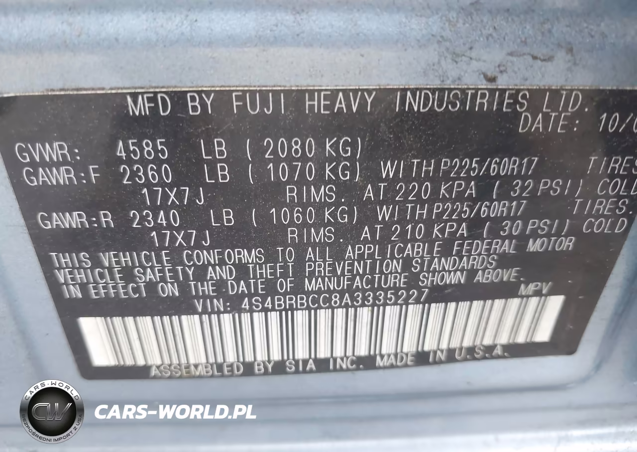 2010 Subaru Outback 2.5I Premium VIN:4S4BRBCC8A3335227 - 9