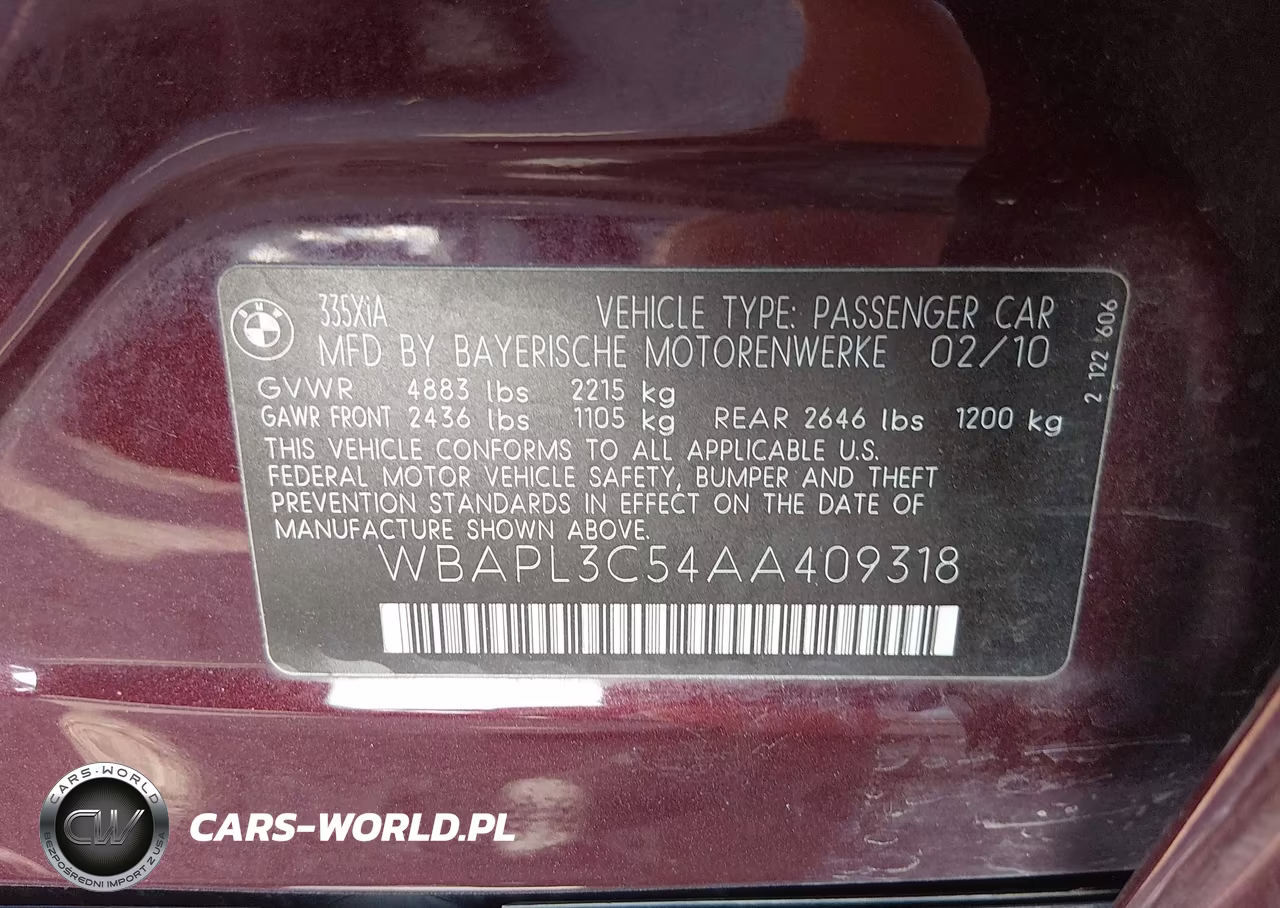 2010 BMW 335I xDrive VIN:WBAPL3C54AA409318 - 9