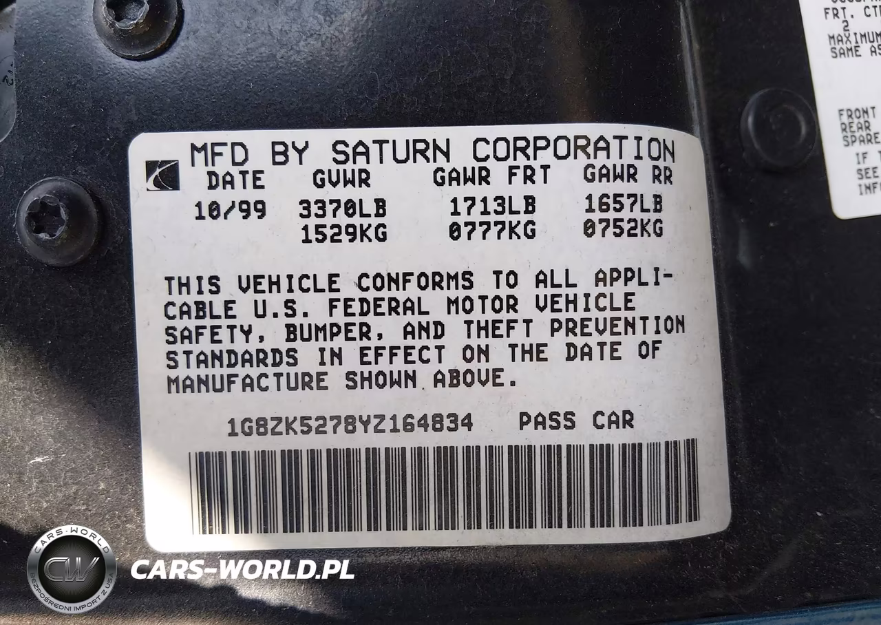 2000 Saturn Sl2 VIN:1G8ZK5278YZ164834 - 9