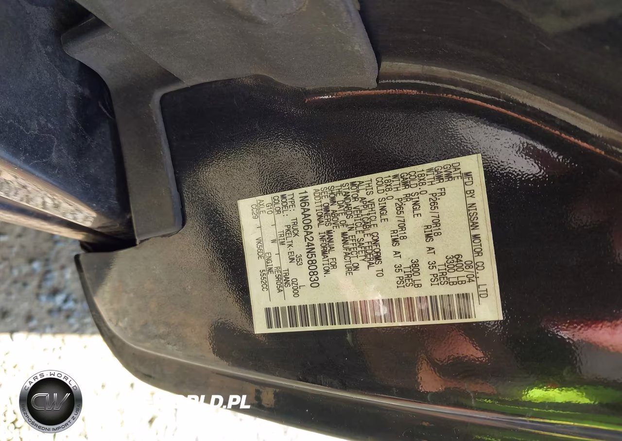 2004 Nissan Titan Se VIN:1N6AA06A24N580830 - 9