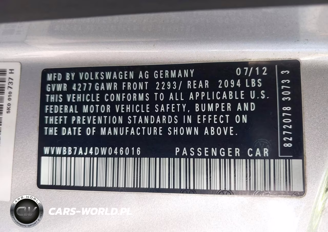 2013 Volkswagen Golf 2.5L 2-Door VIN:WVWBB7AJ4DW046016 - 9