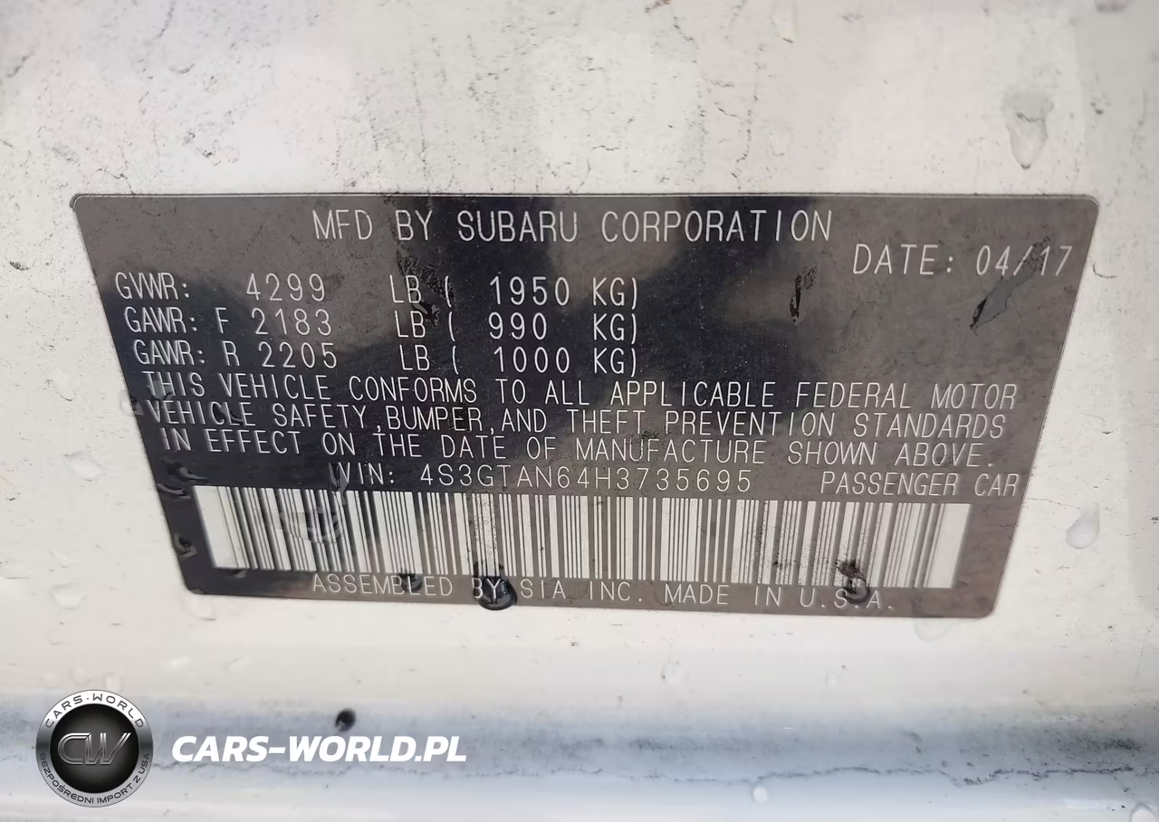 2017 Subaru Impreza 2.0I Limited VIN:4S3GTAN64H3735695 - 9