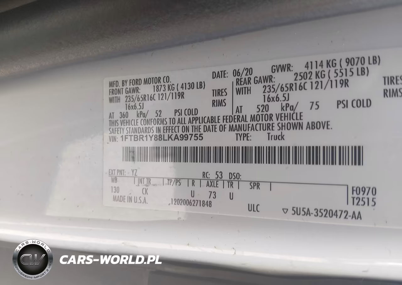 2020 Ford Transit-250 VIN:1FTBR1Y88LKA99755 - 9