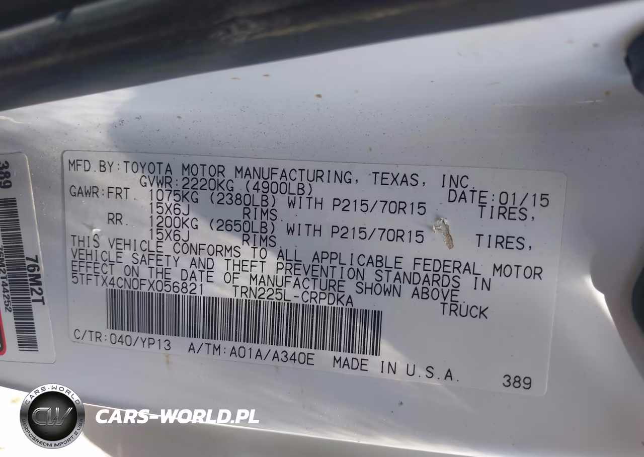 2015 Toyota Tacoma VIN:5TFTX4CN0FX056821 - 9