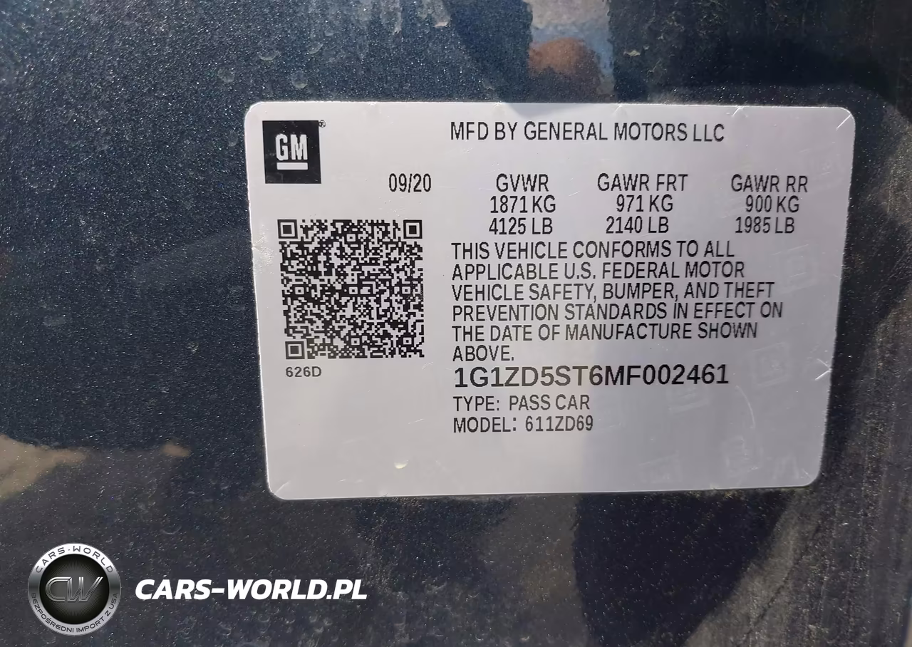 2021 Chevrolet Malibu Fwd Lt VIN:1G1ZD5ST6MF002461 - 9