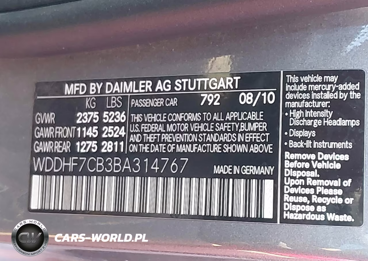 2011 Mercedes-Benz E 550 VIN:WDDHF7CB3BA314767 - 9