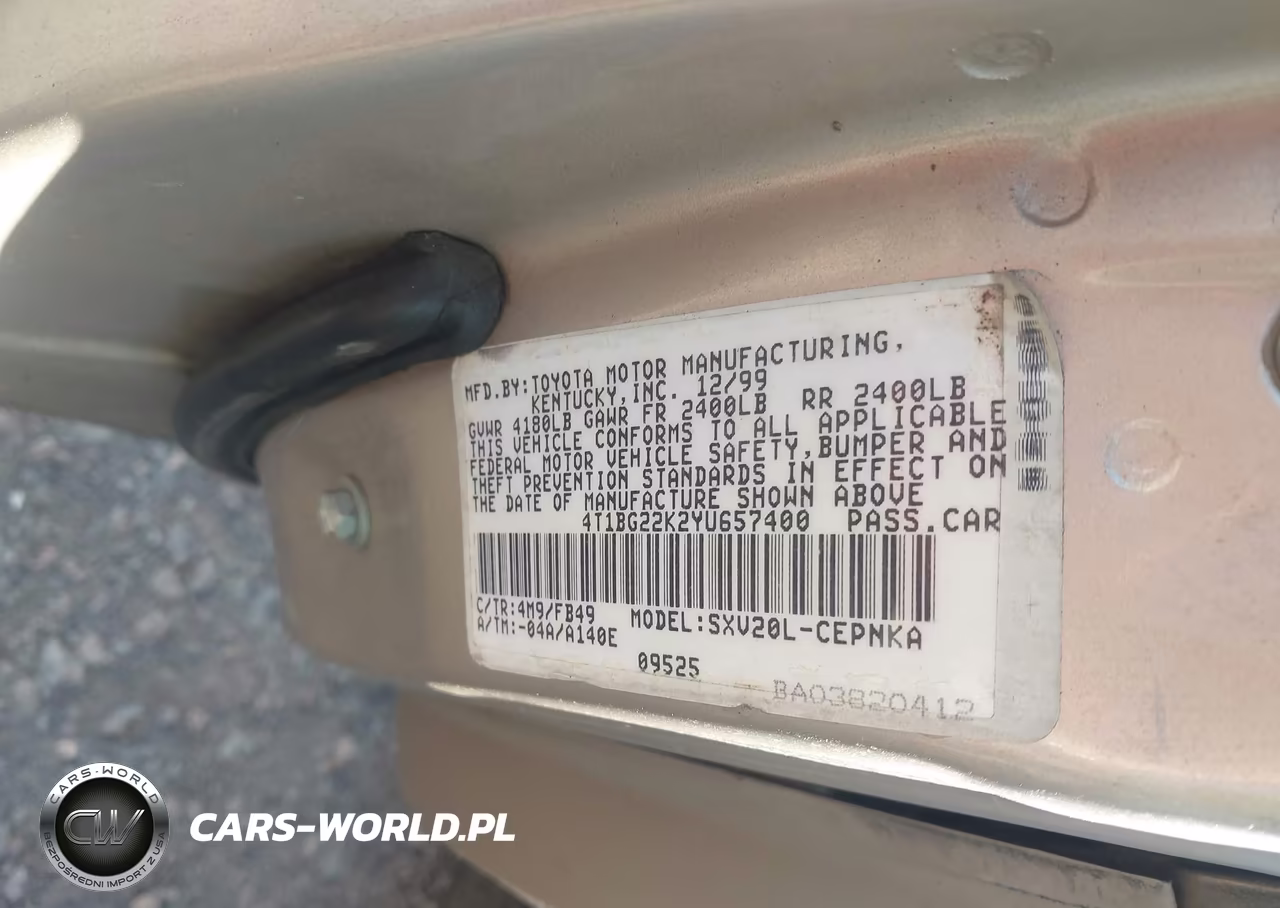 2000 Toyota Camry Le VIN:4T1BG22K2YU657400 - 9