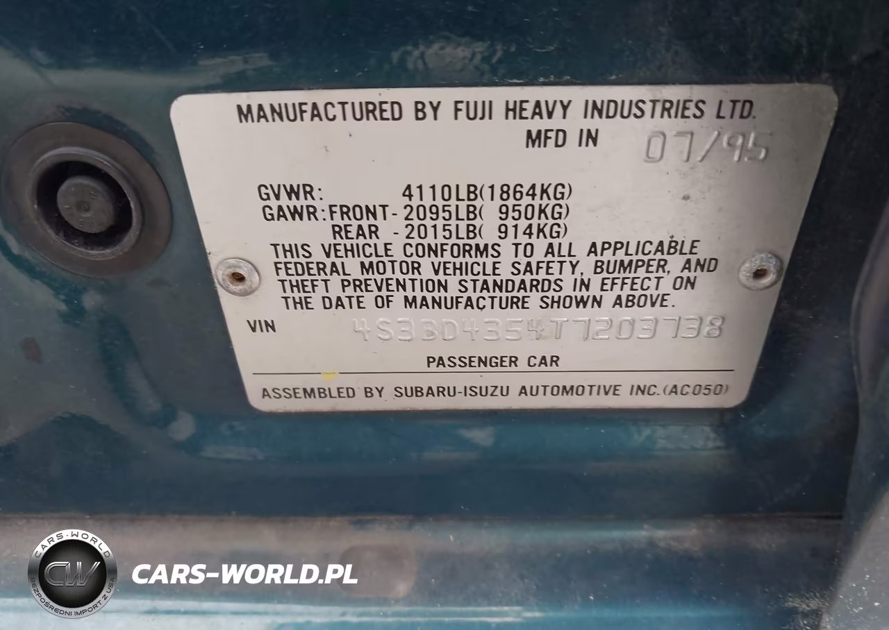 1996 Subaru Legacy L VIN:4S3BD4354T7203738 - 9