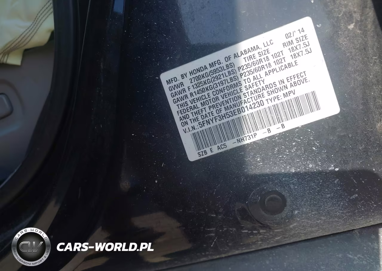 2014 Honda Pilot Ex-L VIN:5FNYF3H53EB014230 - 9