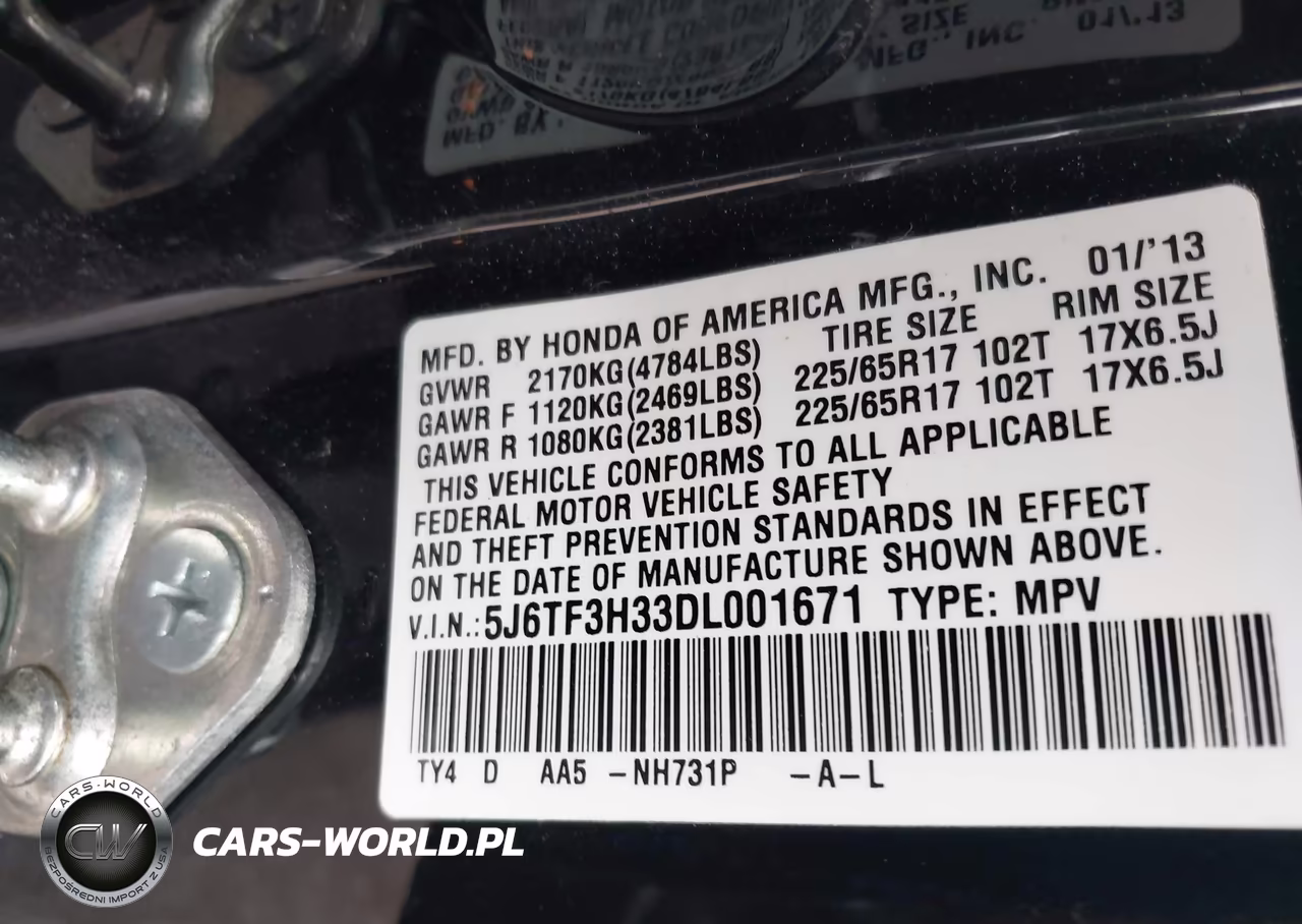 2013 Honda Crosstour Ex VIN:5J6TF3H33DL001671 - 9