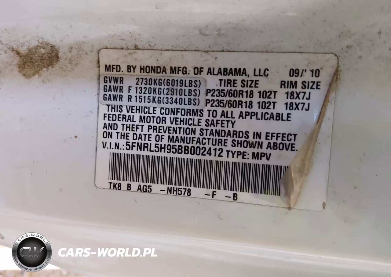 2011 Honda Odyssey Touring-Touring Elite VIN:5FNRL5H95BB002412 - 9