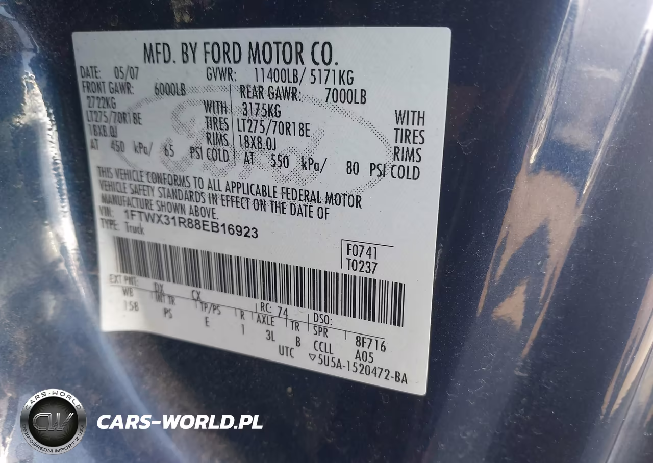 2008 Ford F-350 Fx4-Lariat-Xl-Xlt VIN:1FTWX31R88EB16923 - 8