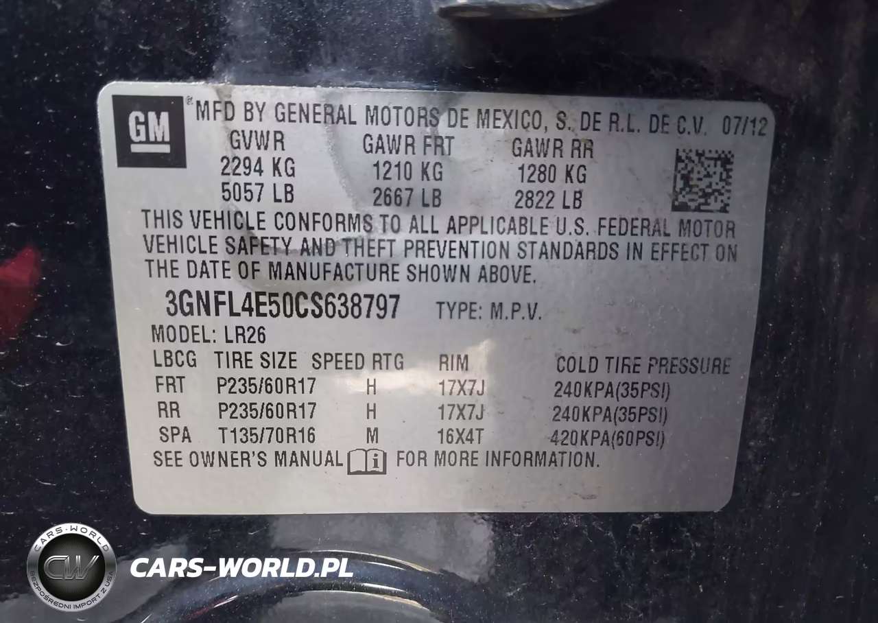 2012 Chevrolet Captiva Sport Fleet Ltz VIN:3GNFL4E50CS638797 - 9