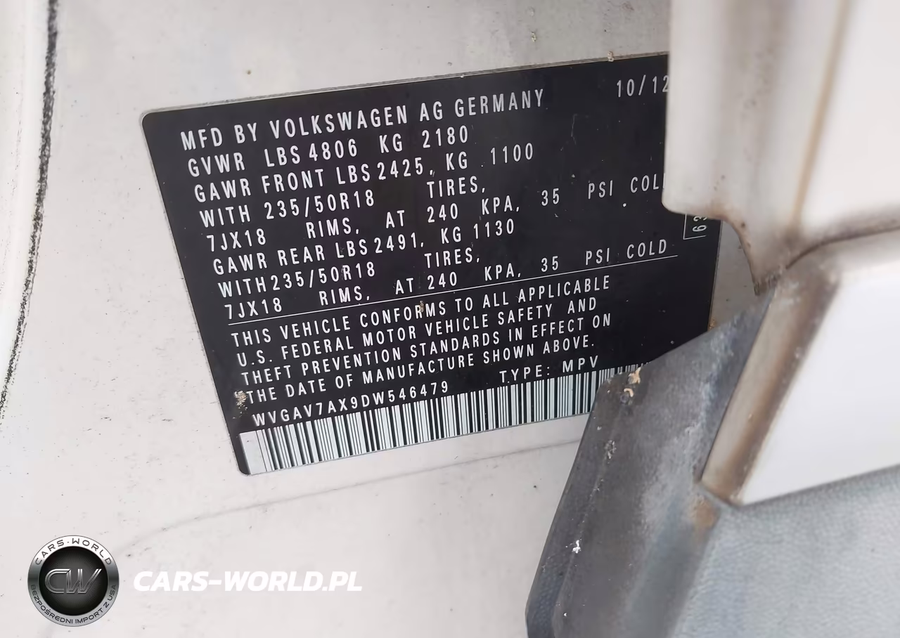 2013 Volkswagen Tiguan Se VIN:WVGAV7AX9DW546479 - 9
