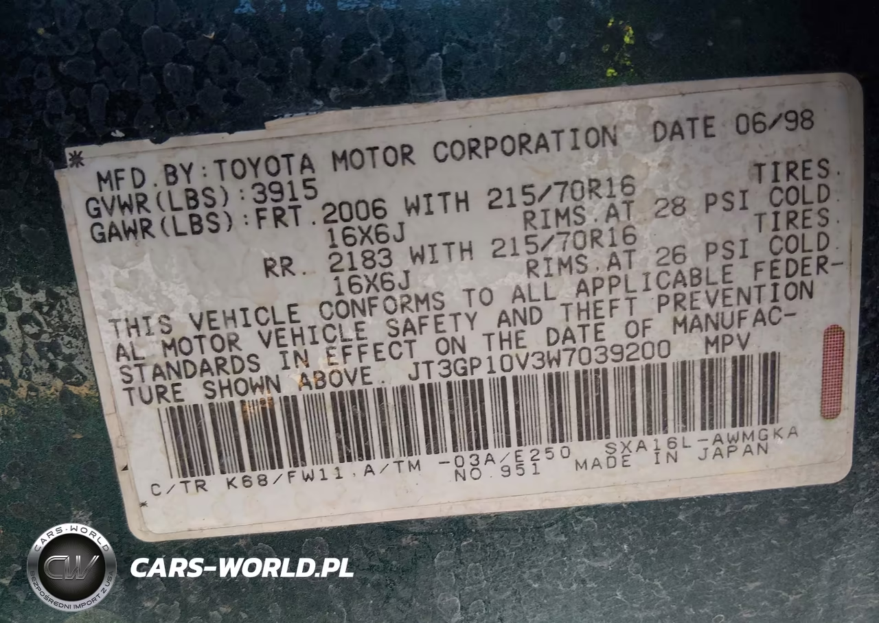 1998 Toyota Rav4 VIN:JT3GP10V3W7039200 - 9