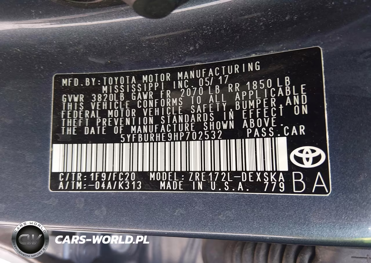 2017 Toyota Corolla Se VIN:5YFBURHE9HP702532 - 9