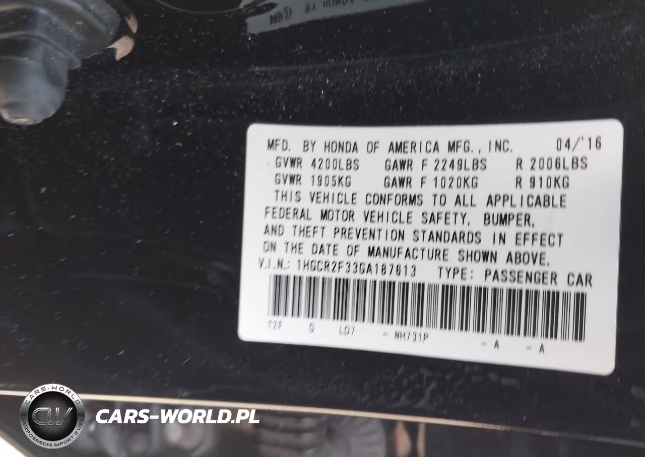 2016 Honda Accord Lx VIN:1HGCR2F33GA187613 - 9