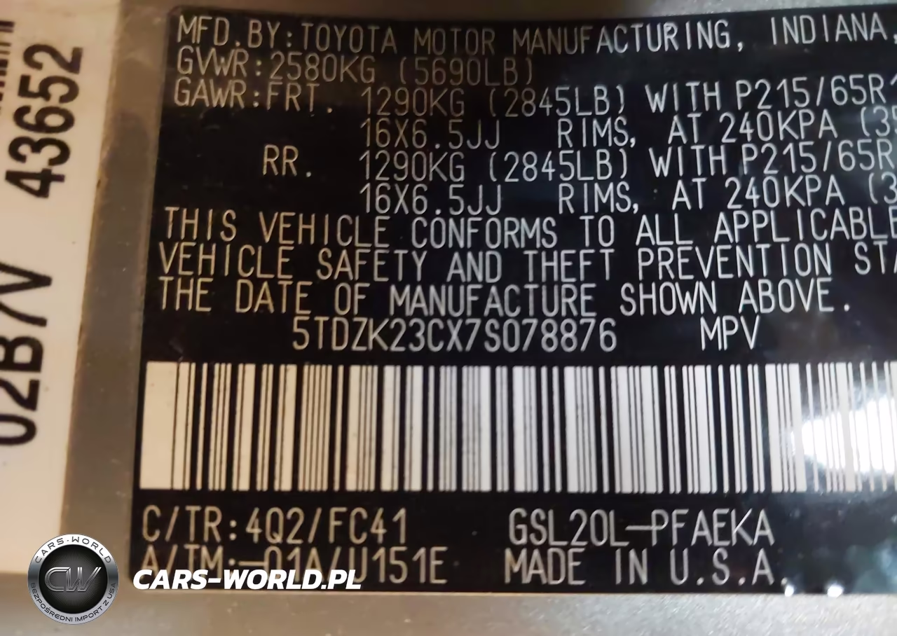 2007 Toyota Sienna Le VIN:5TDZK23CX7S078876 - 9